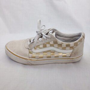 VansOld Skool Cream/Gold Checkered Sneakers